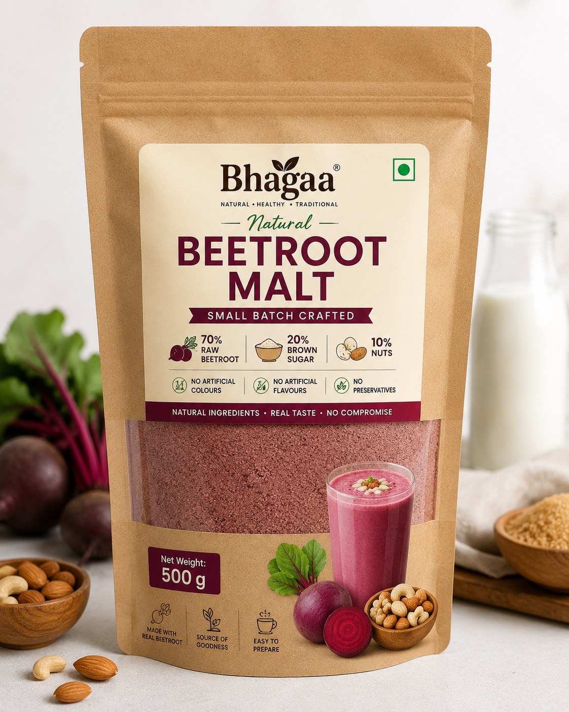 Bhagaa® Beetroot Malt – Natural Beetroot Drink Mix