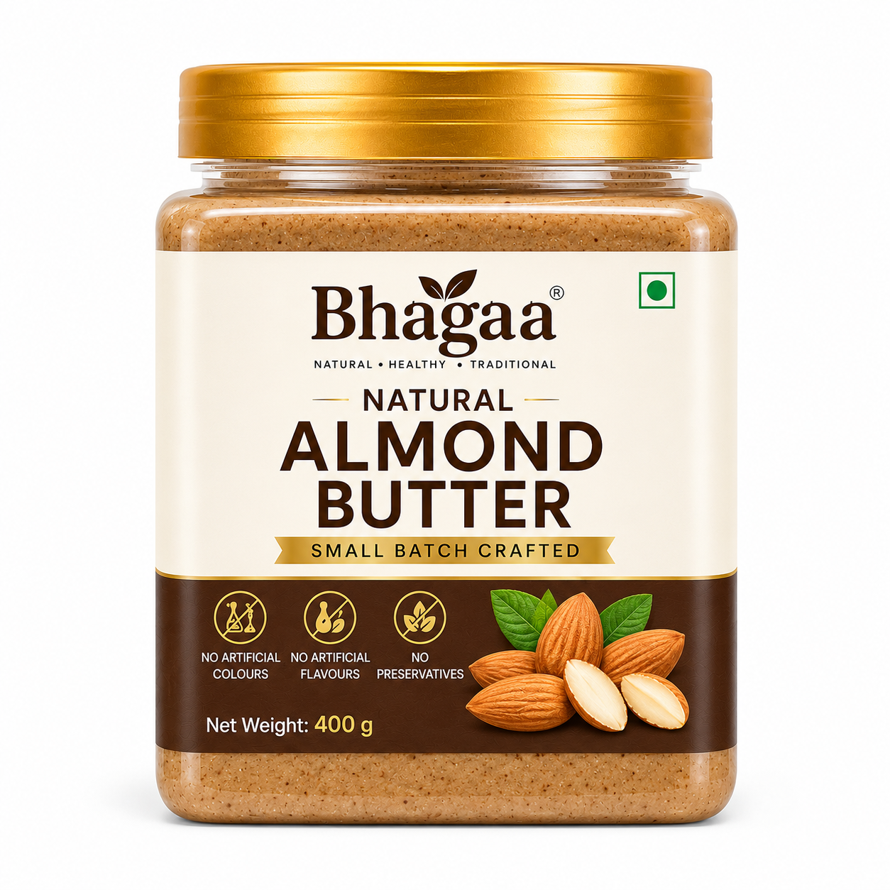 Natural Nut Butters | Peanut, Almond, Cashew & Sesame Butter | Bhagaa® 4 Bhagaa® Natural Almond Butter – Premium Small Batch Almond Butter in a Jar