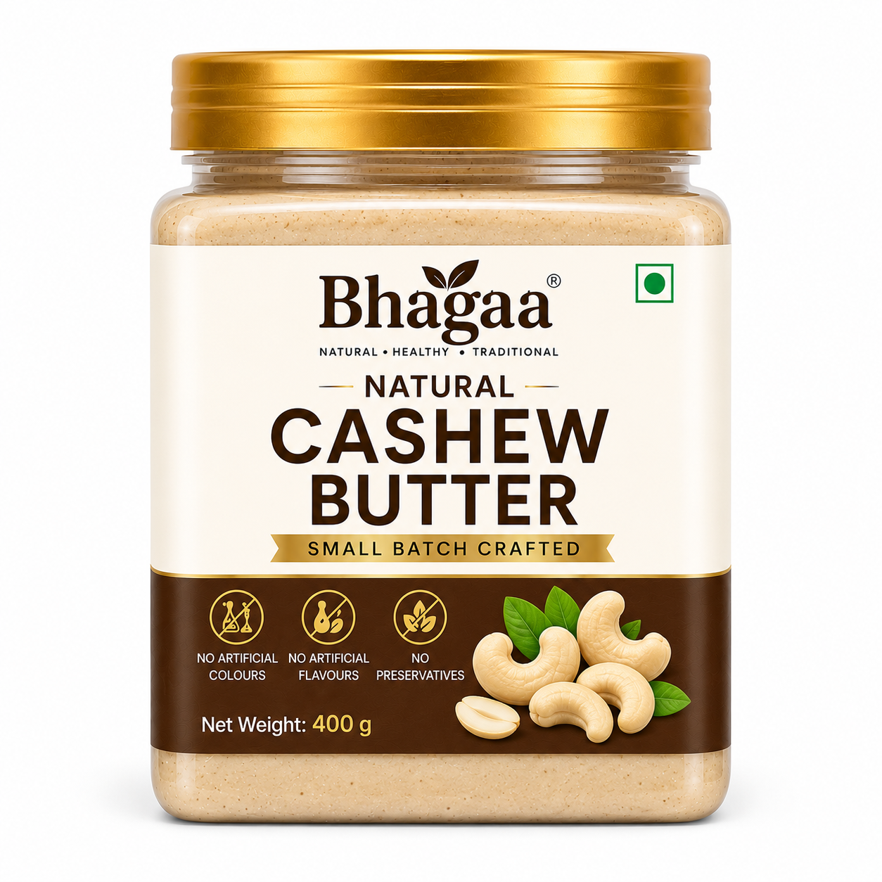 Natural Nut Butters | Peanut, Almond, Cashew & Sesame Butter | Bhagaa® 5 Bhagaa® Natural Cashew Butter – Premium Small Batch Cashew Butter in a Jar