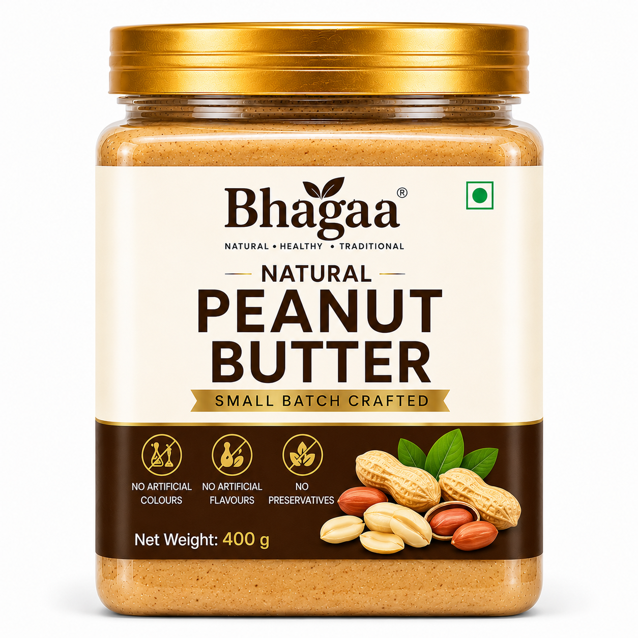 Natural Nut Butters | Peanut, Almond, Cashew & Sesame Butter | Bhagaa® 6 Bhagaa® Natural Roasted Peanut Butter – Premium Small Batch Peanut Butter in a Jar