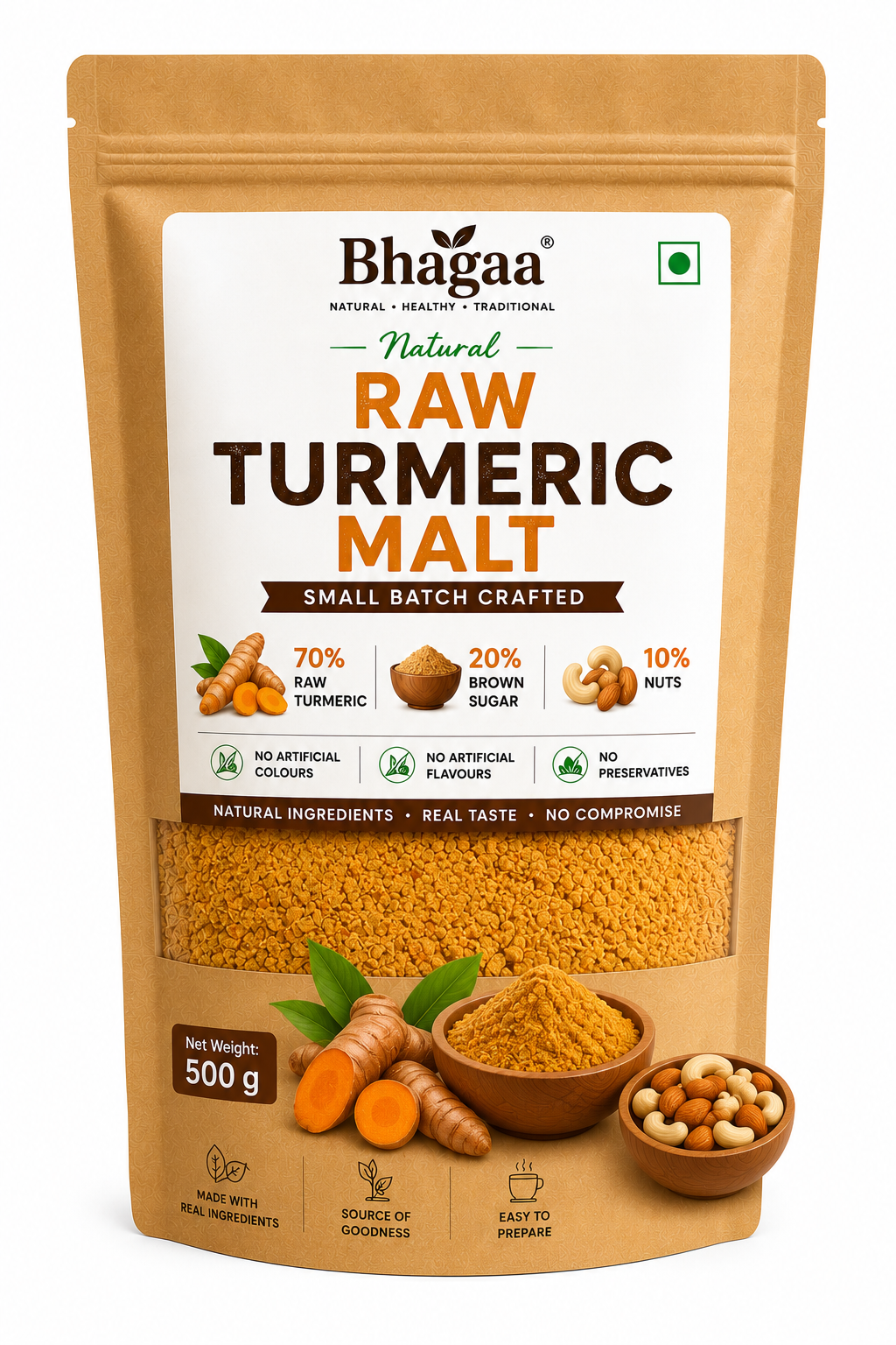 Bhagaa® Raw Turmeric Malt – Natural Turmeric Health Drink Mix