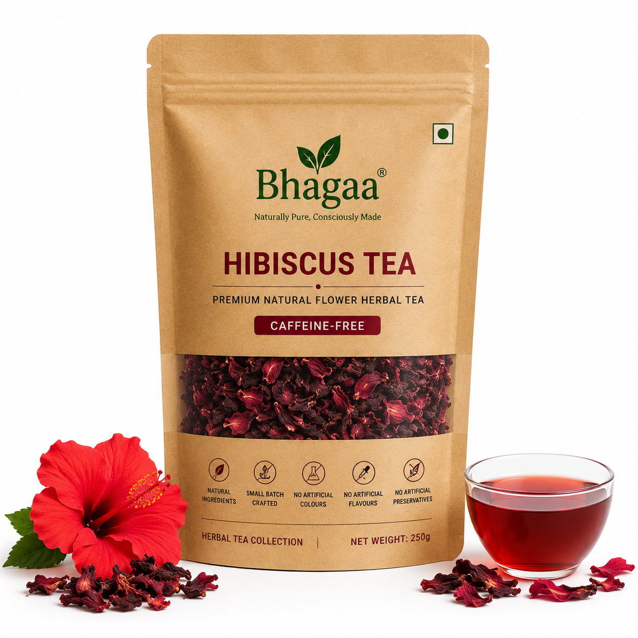 Bhagaa® Hibiscus Tea – Premium Natural Hibiscus Flower Herbal Tea